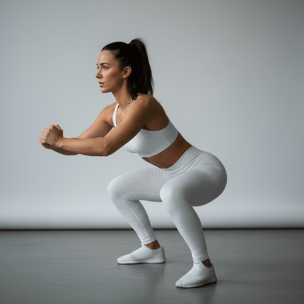 Legging blanc push-up, confort et effet ventre plat pendant une séance de yoga