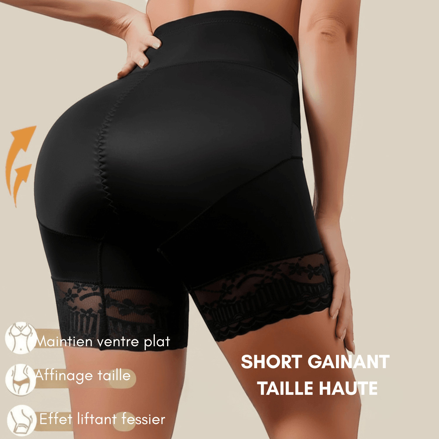 culotte gainante noir infographie effet liftant fessier