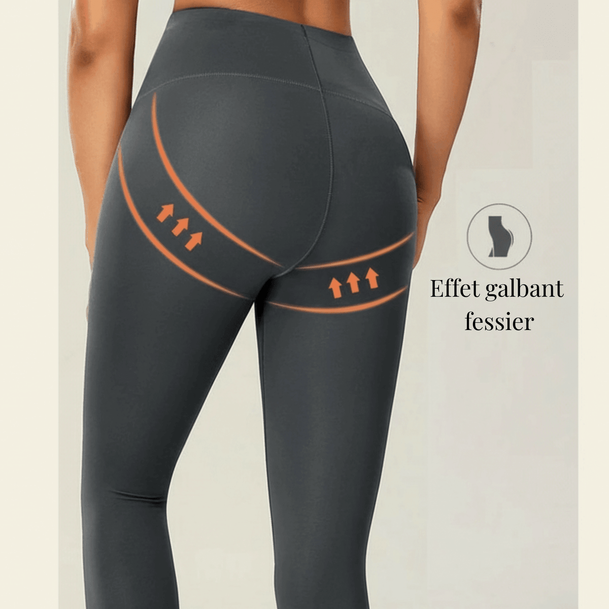 Legging anti cellulite gris femme avec effet galbant fessier et maintien sculptant