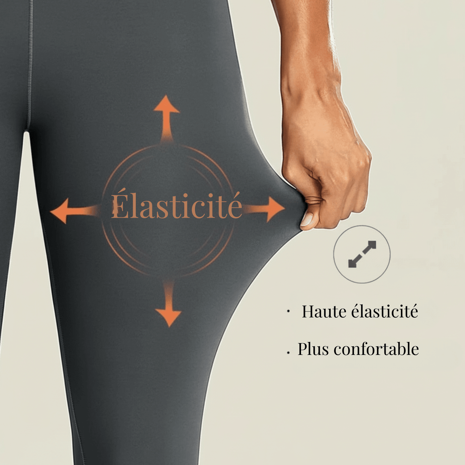 Legging anti cellulite gris femme avec tissu extensible haute élasticité et confort optimal