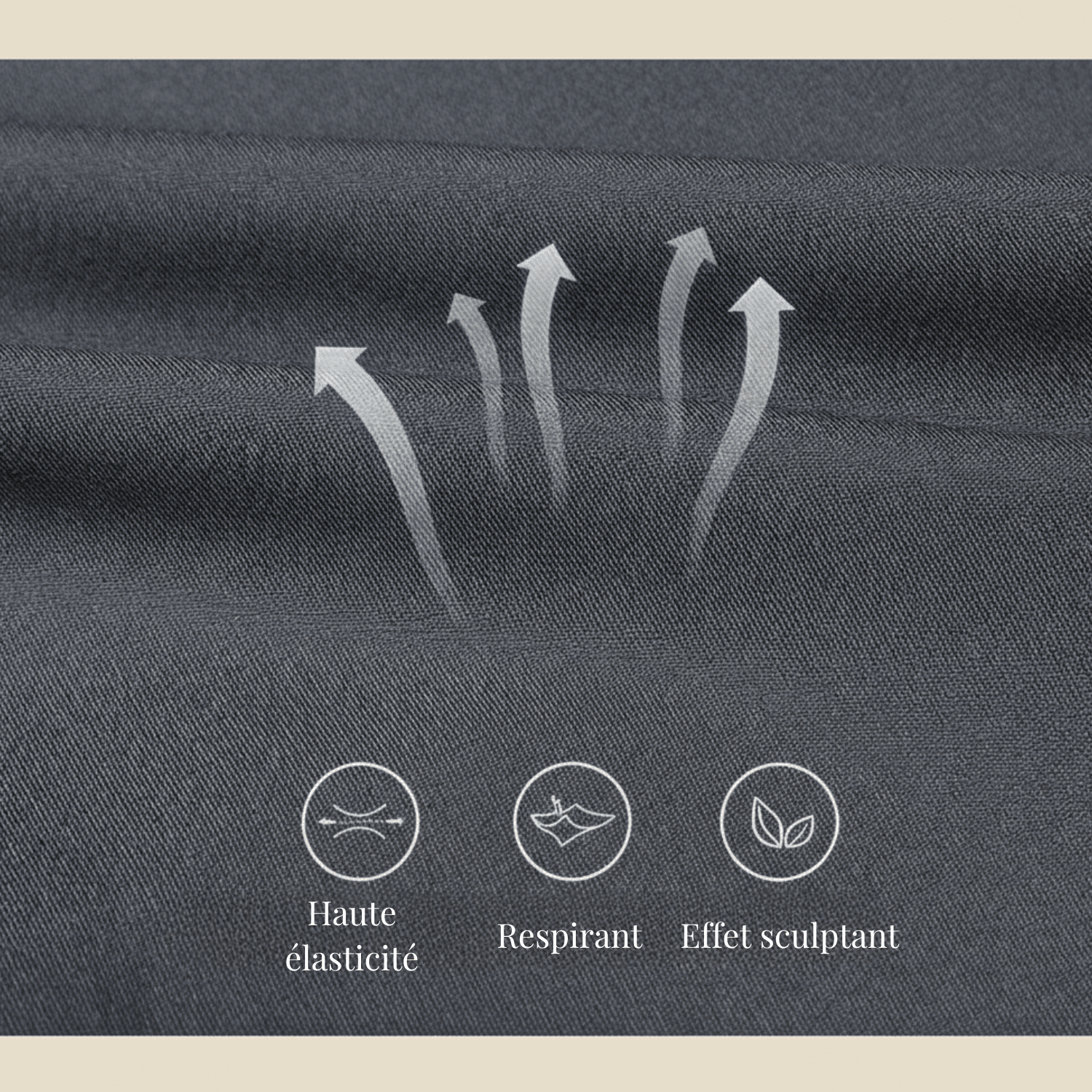 infographie de leggings anti cellulite haute élasticité, taille haute et effet sculptant 