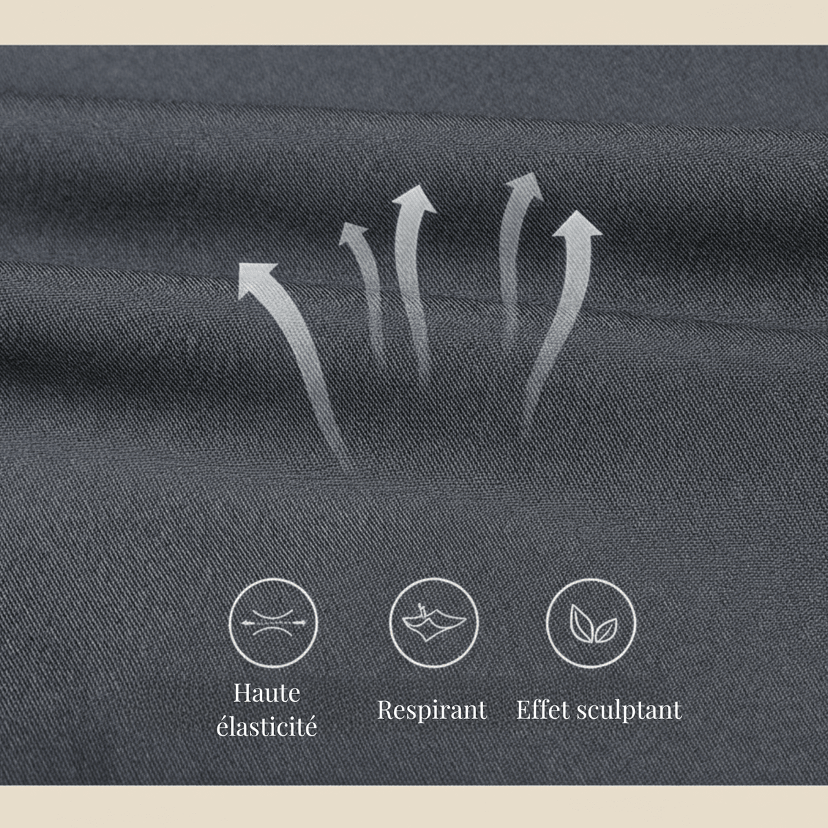 infographie de leggings anti cellulite haute élasticité, taille haute et effet sculptant 