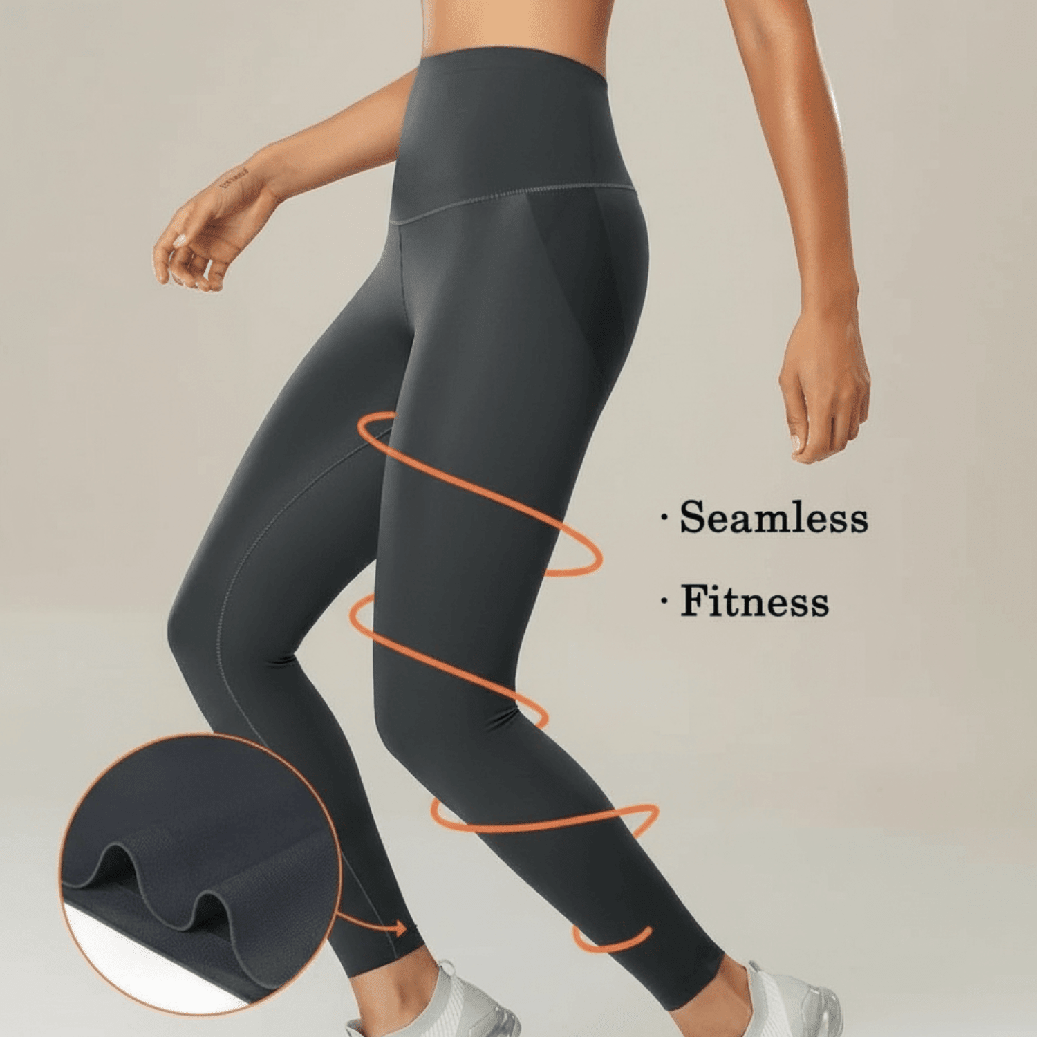 Zoom matière du legging anti cellulite noir femme avec tissu gainant et finition douce