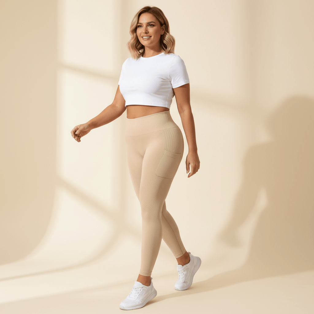Legging anti-cellulite avec poches en pose trois-quarts, silhouette sculptée