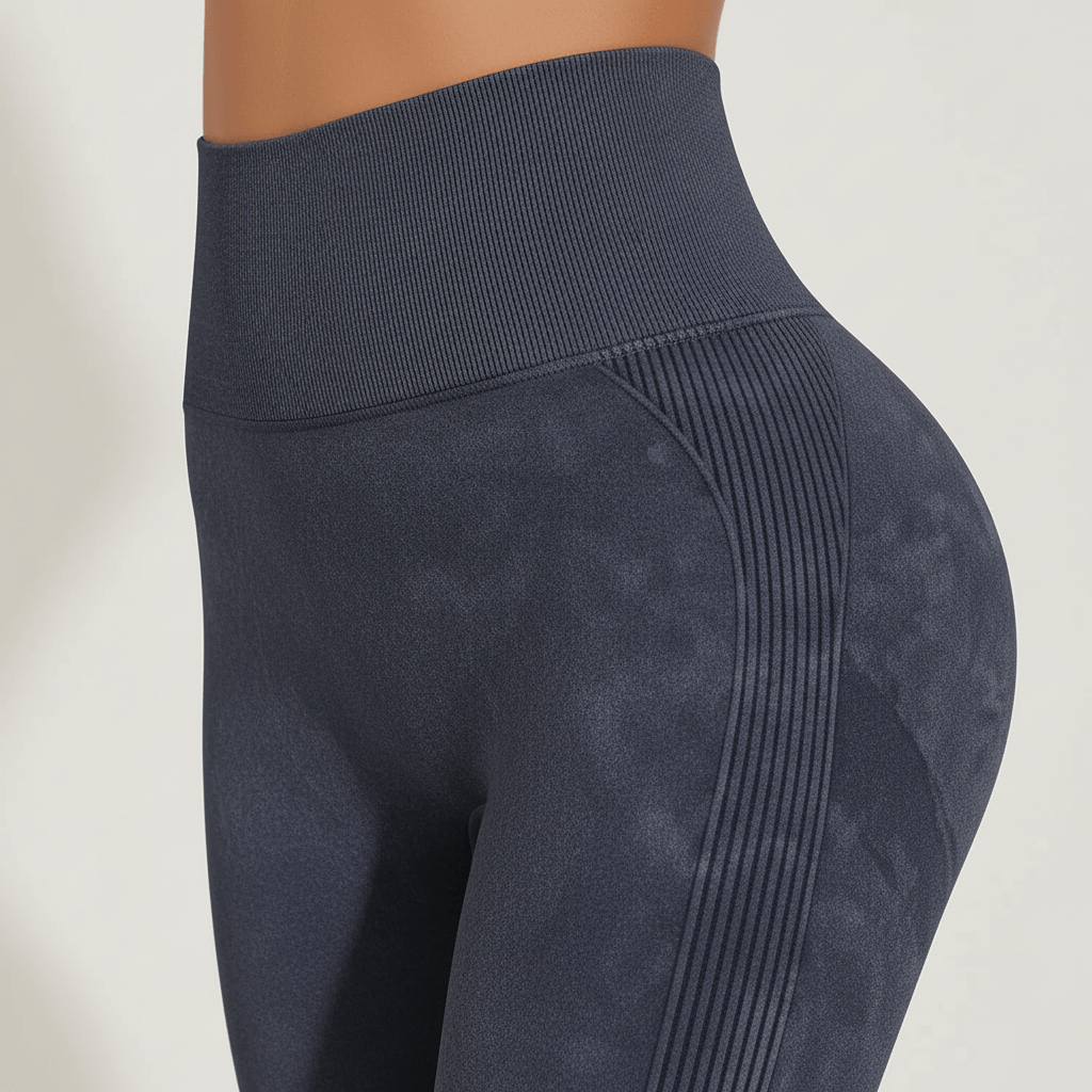 Zoom sur la taille haute gainante du legging anti-cellulite ventre plat