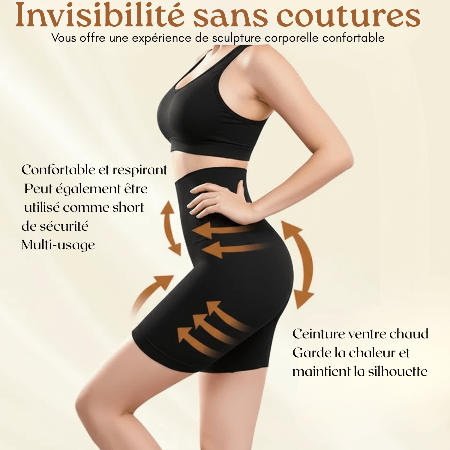 short gainant seamless sans coutures confortable respirant